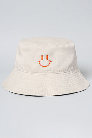 Happy Face Embroidered Bucket Hat- 2 Color!.