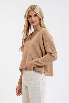 Fabled Grace Split Neck Knit Sweater- 4 Colors!