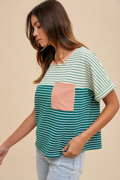 Down To Earth Colorblock Striped Top - North Threads