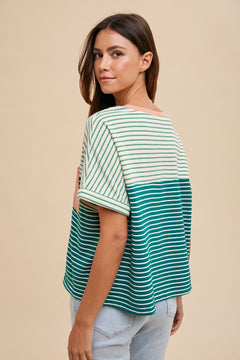 Down To Earth Colorblock Striped Top - North Threads