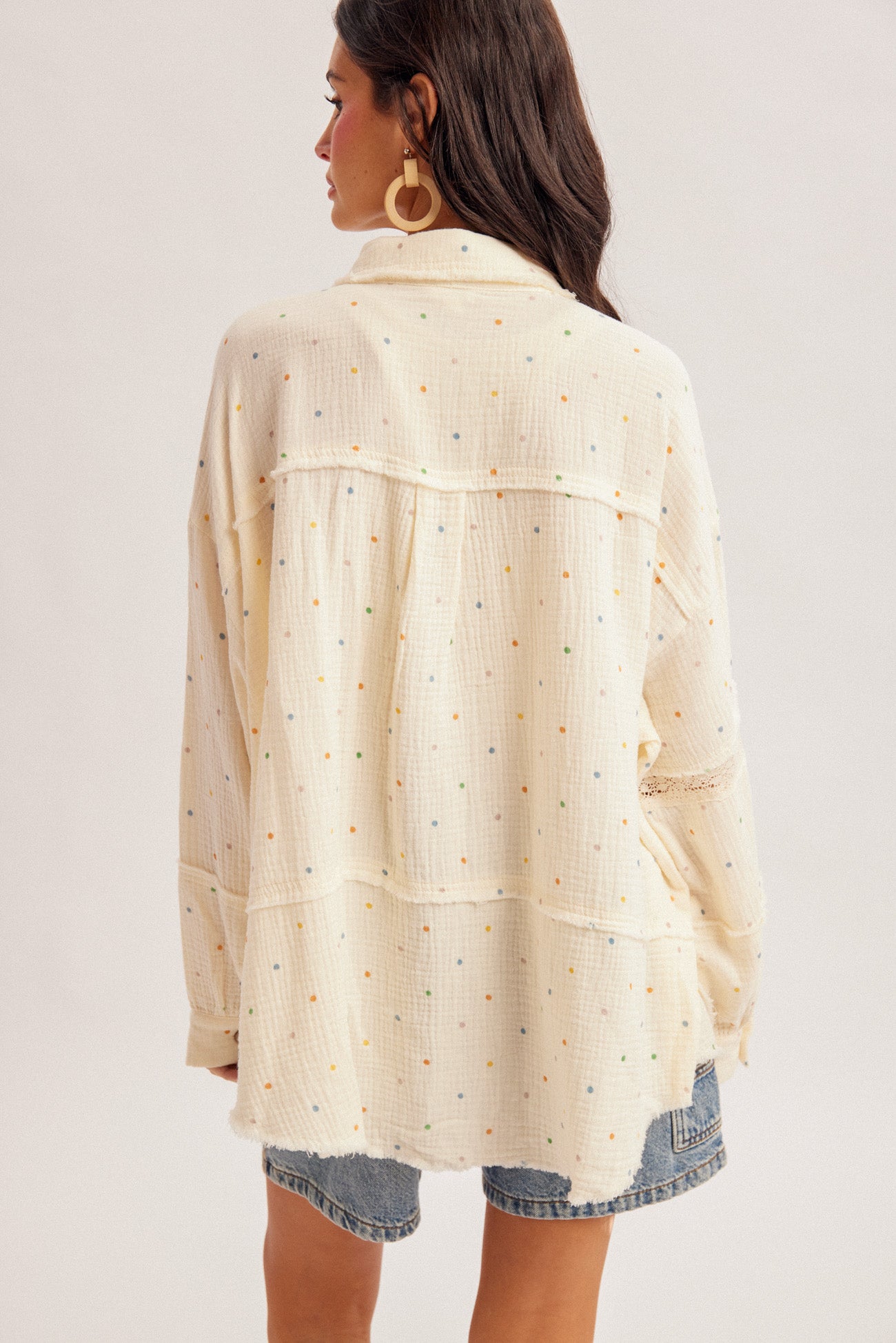 Lace Mix Polka Dot Gauze Shirt