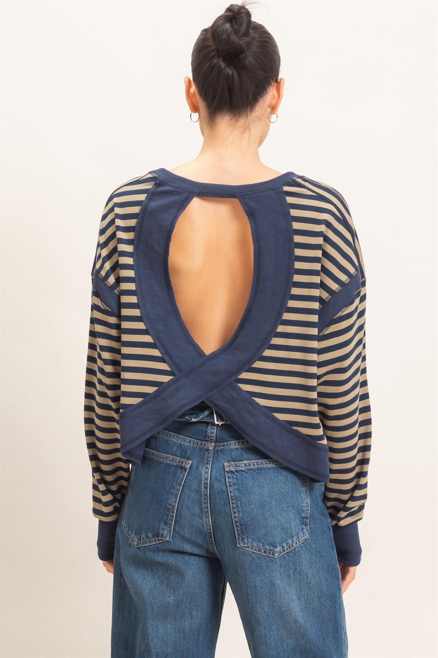 Relaxed Stripe Cropped Knit Top