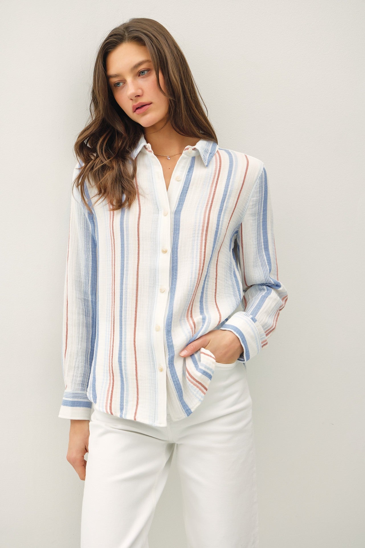 Tailored Touch Striped Button Up
