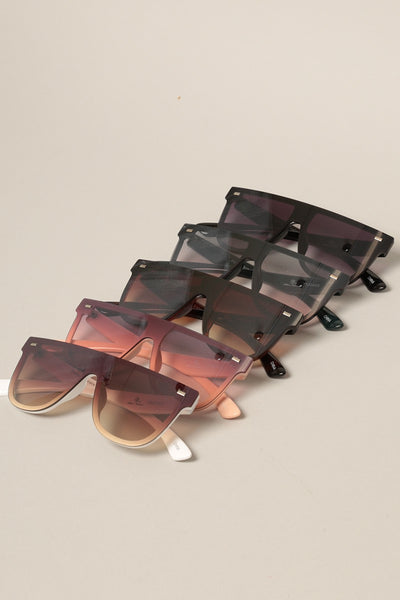Women's Flat Top Shield Round Sunglasses- ASSORTED!