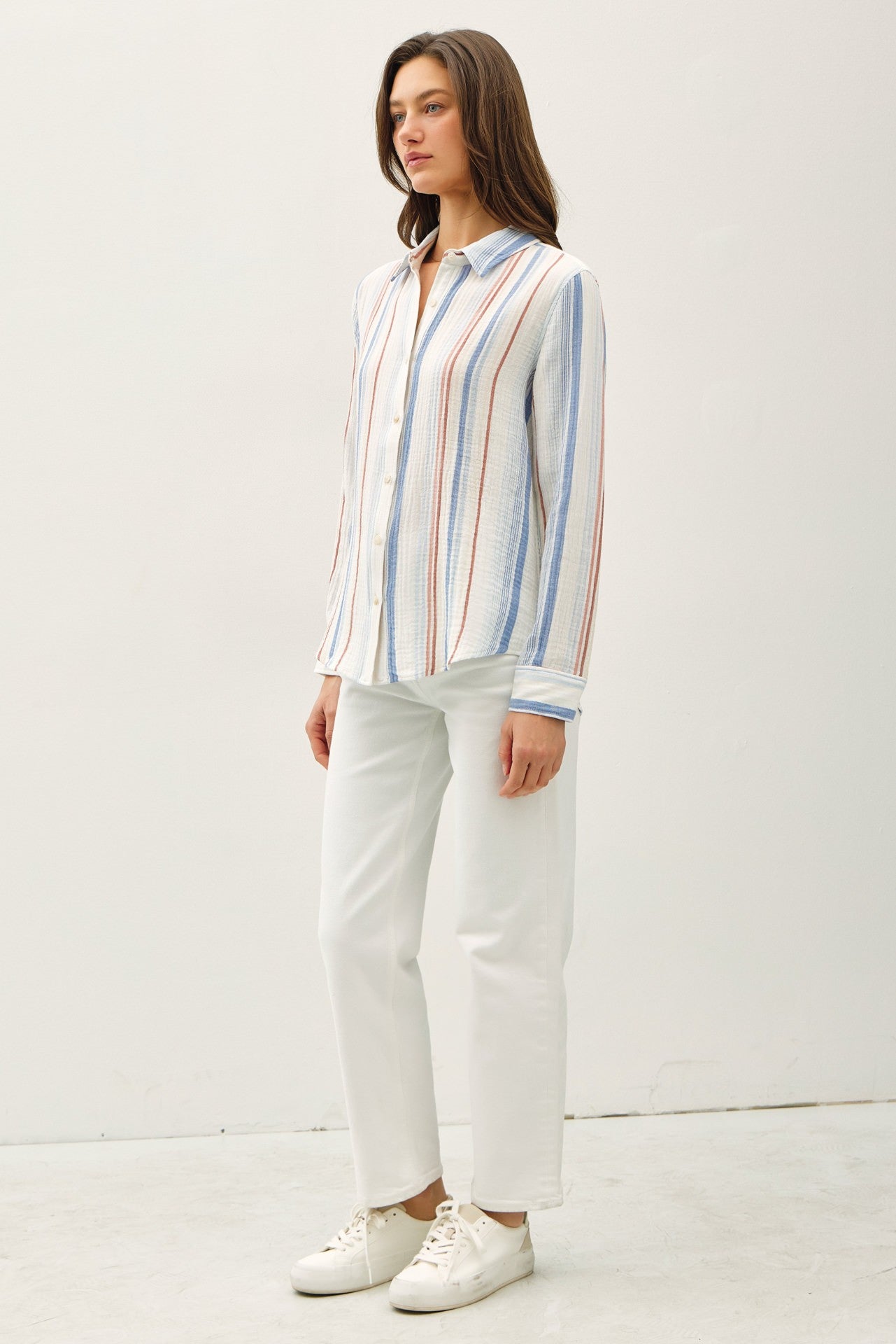 Tailored Touch Striped Button Up