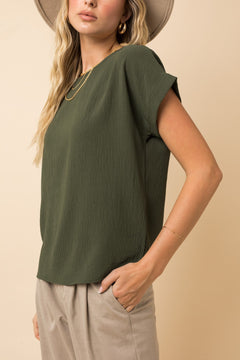 In Good Taste Roll-Up Sleeve Top- 4 Colors!