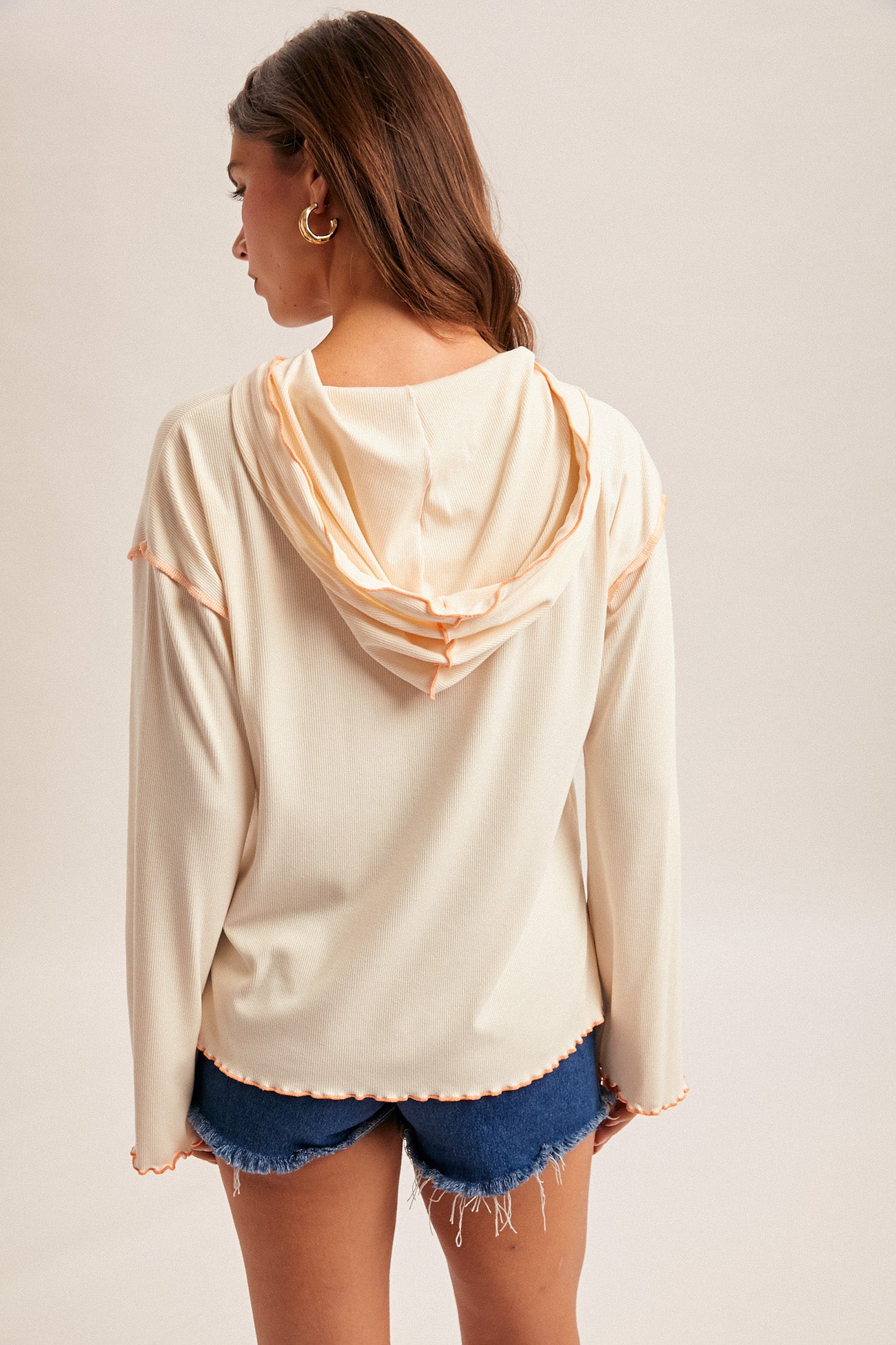 Seashell Cabbage Hem Rib Hoodie