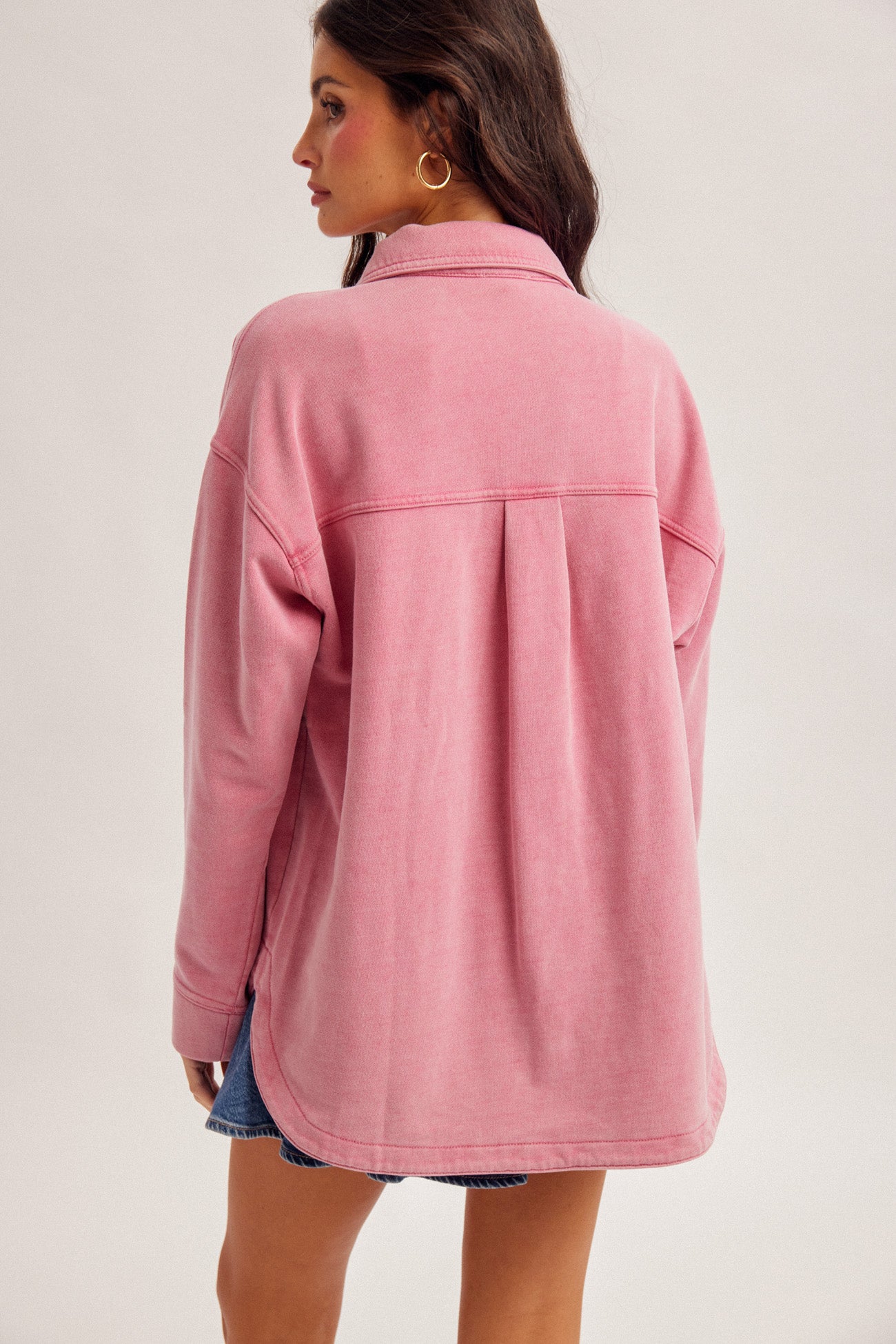 Washed Knit Button Down Shacket
