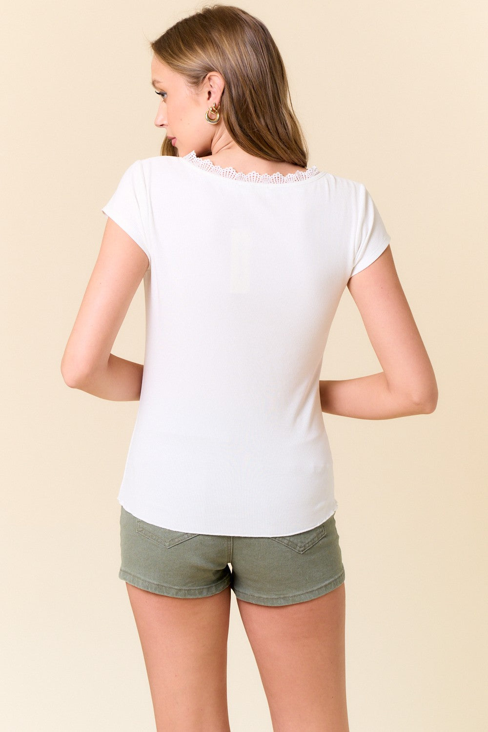 Mind Set Scoop Neck Lace Trim Top