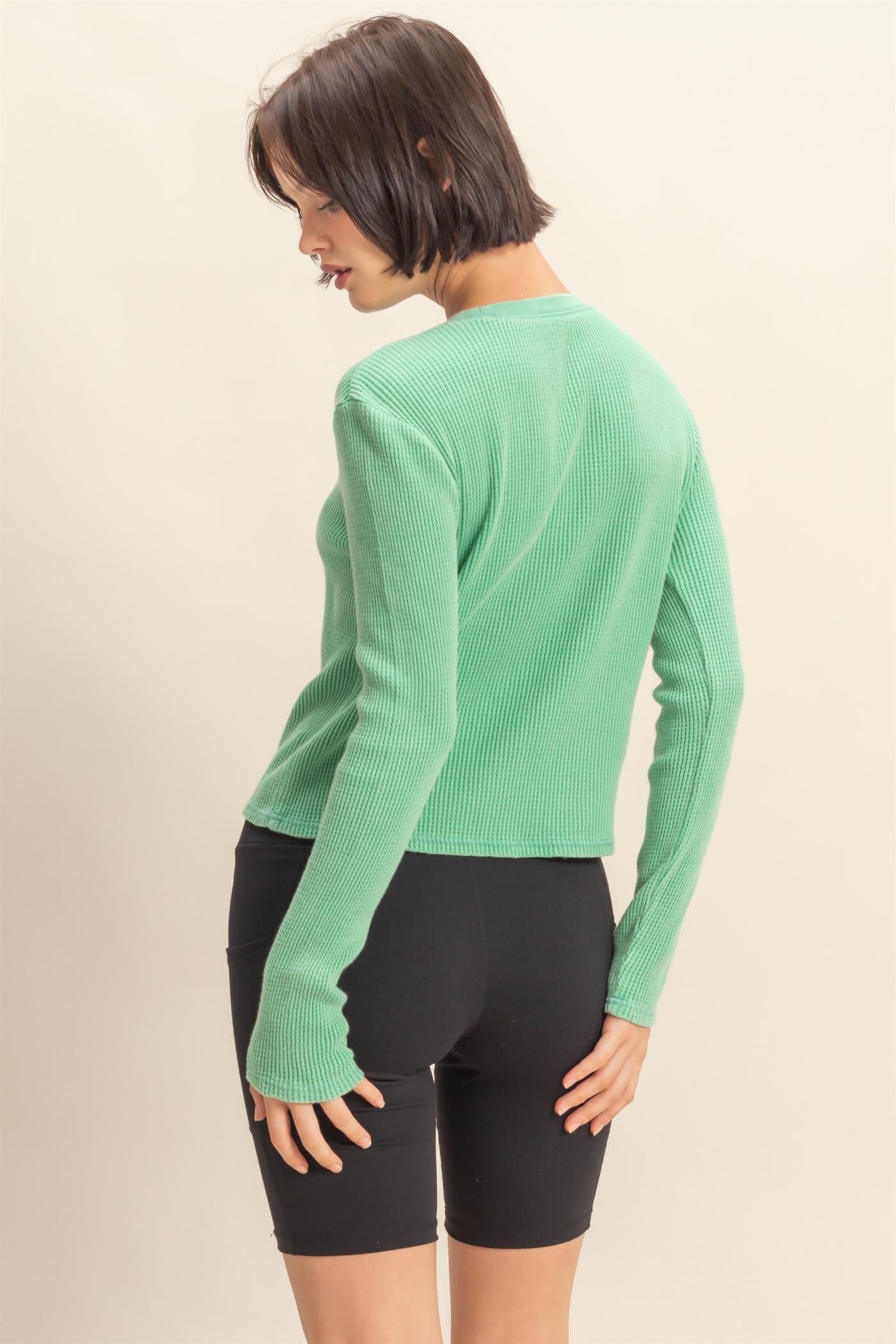 Mineral Wash Waffle Knit Top