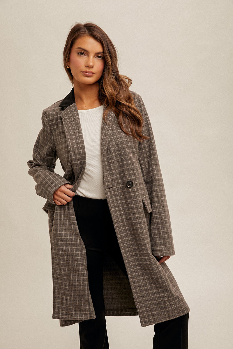 Refined Rebel Checkered Long Coat