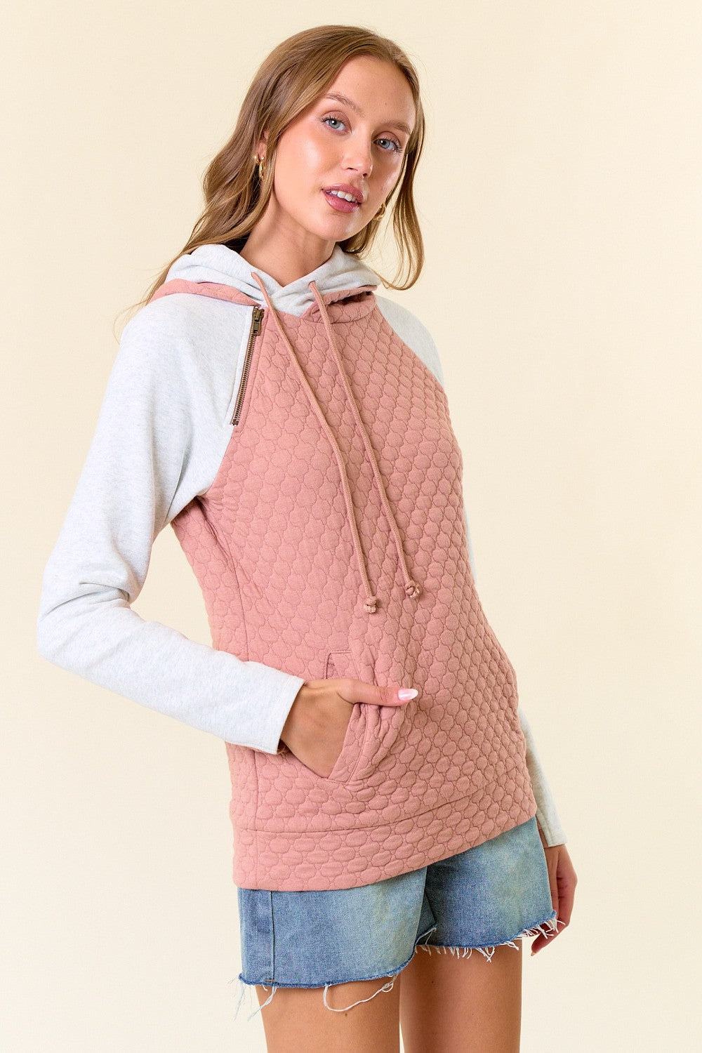 Soft Embrace Double Hooded Quilted Sweatshirt- 2 Colors!