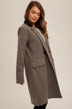 Refined Rebel Checkered Long Coat