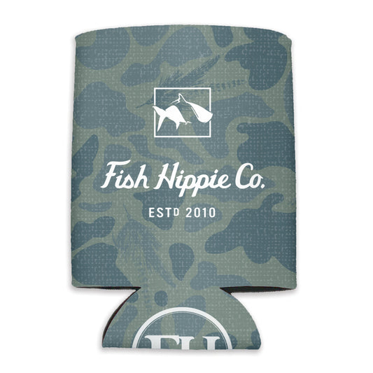 Fish Hippie Fly Camo Koozie - North Threads