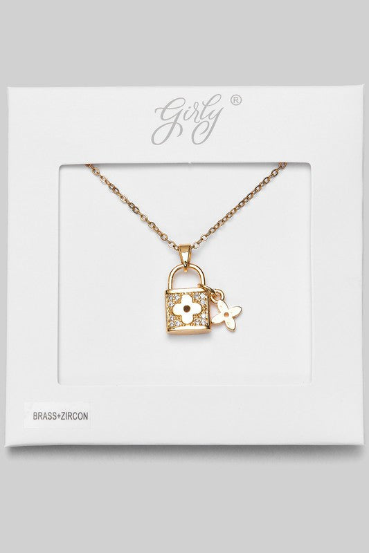 Lock Away The Key Pendant Necklace- 2 Colors!.