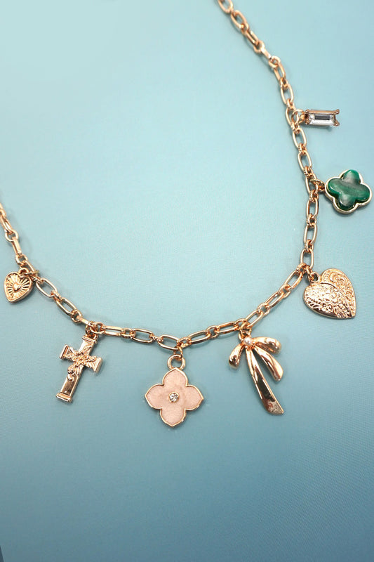 Clover Bow Charm Necklace