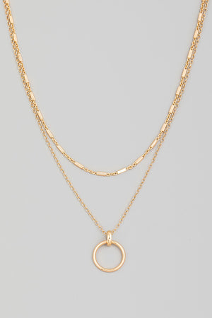 Axelle Hoop Pendant Layered Necklace- 2 Colors!.