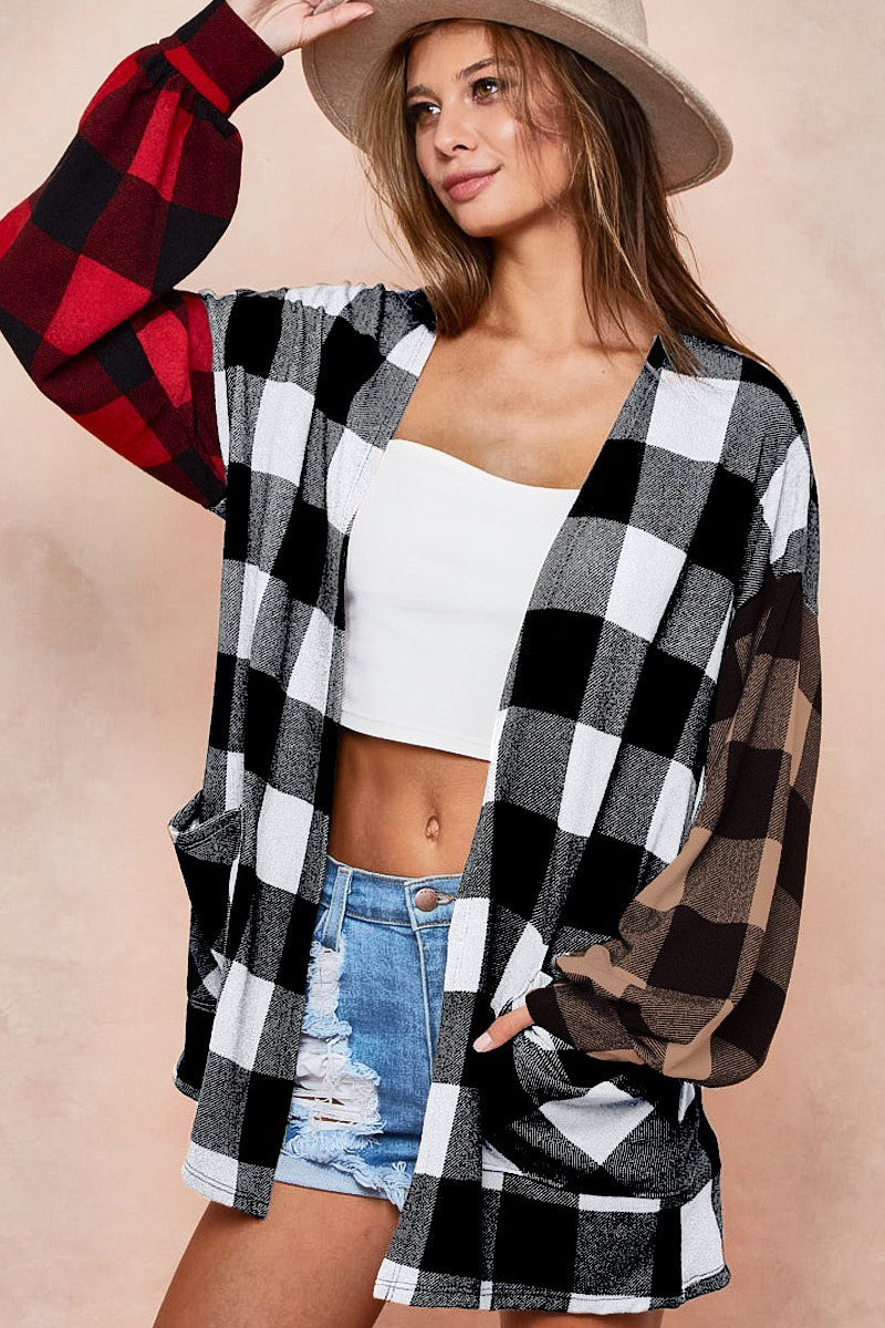 DOORBUSTER Mix Plaid Cardigan