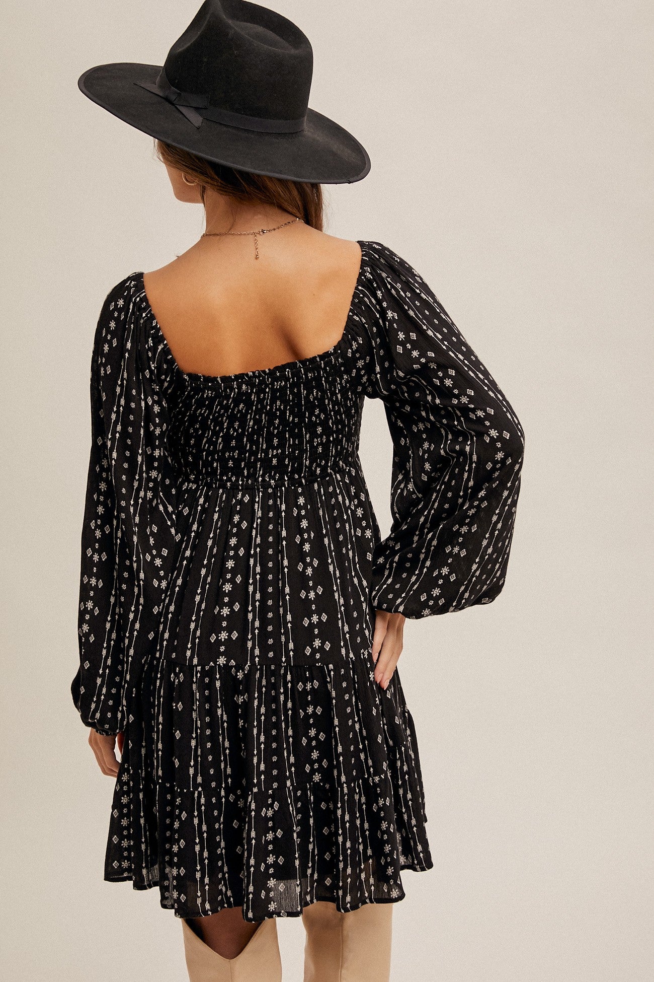 Midnight Boho Chic Smock Dress