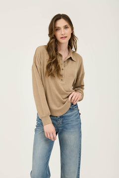 Harlyn Collared Half Button Top