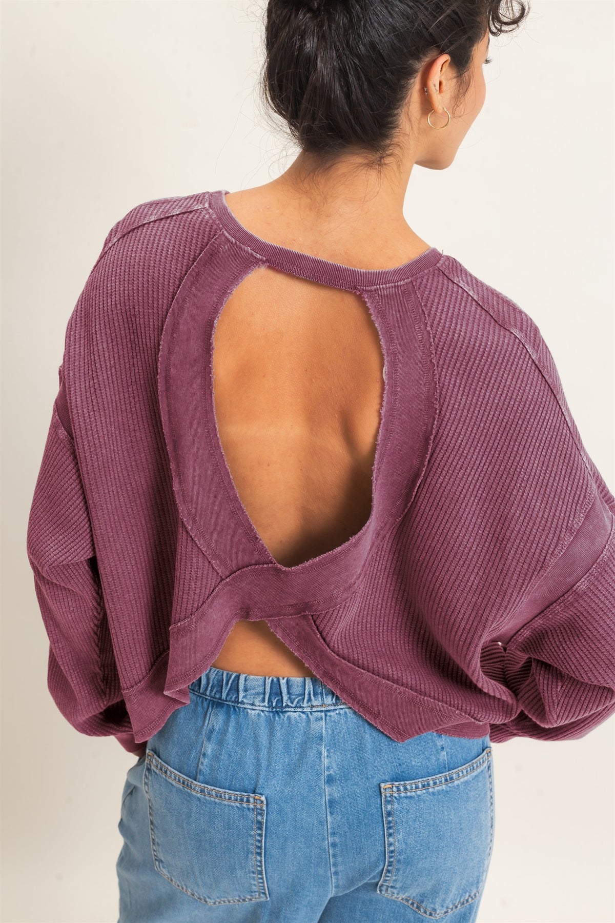 Mineral Wash Waffle Open Back Top