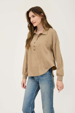 Harlyn Collared Half Button Top