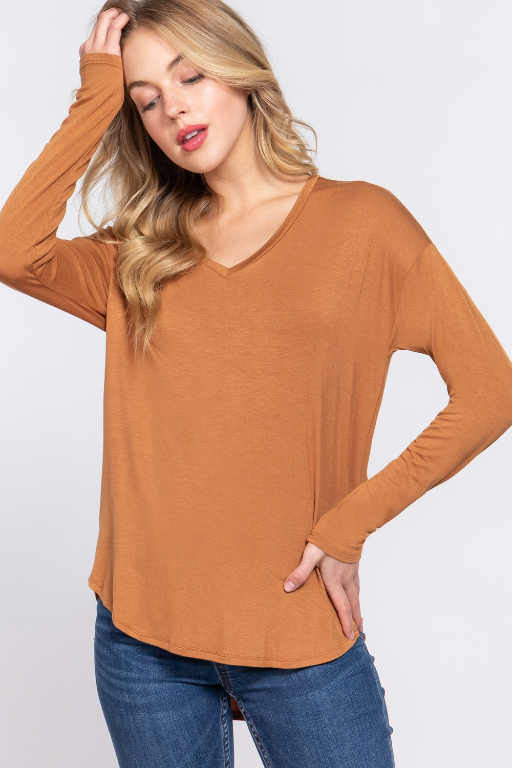 DOORBUSTER: Confident V-Neck Long Sleeve- 5 Colors!