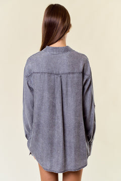 Simplify Life Button Up Denim Shirt