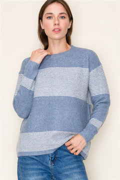 Keep It Current Ribbed Color Block Sweater