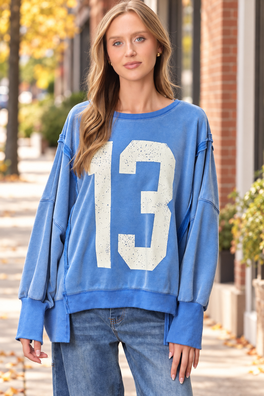 13 Varsity Graphic Oversized Sweatshirt