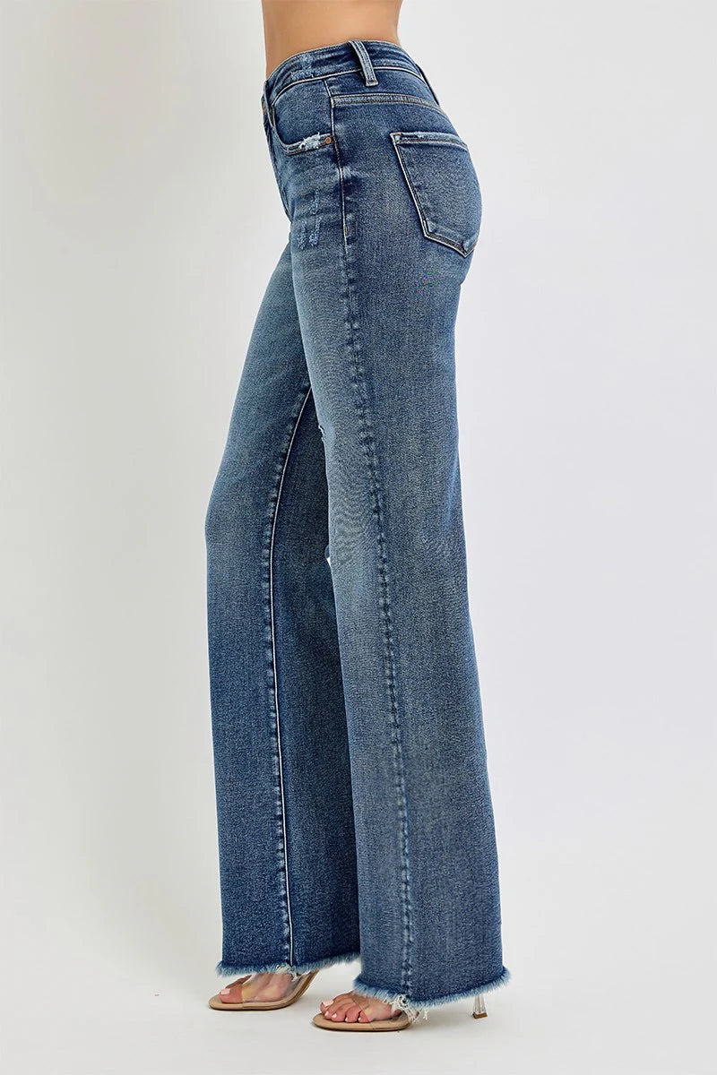 Risen Jeans - 34" Inseam Tummy Control High Rise Long Straight Jeans- 2 Colors!