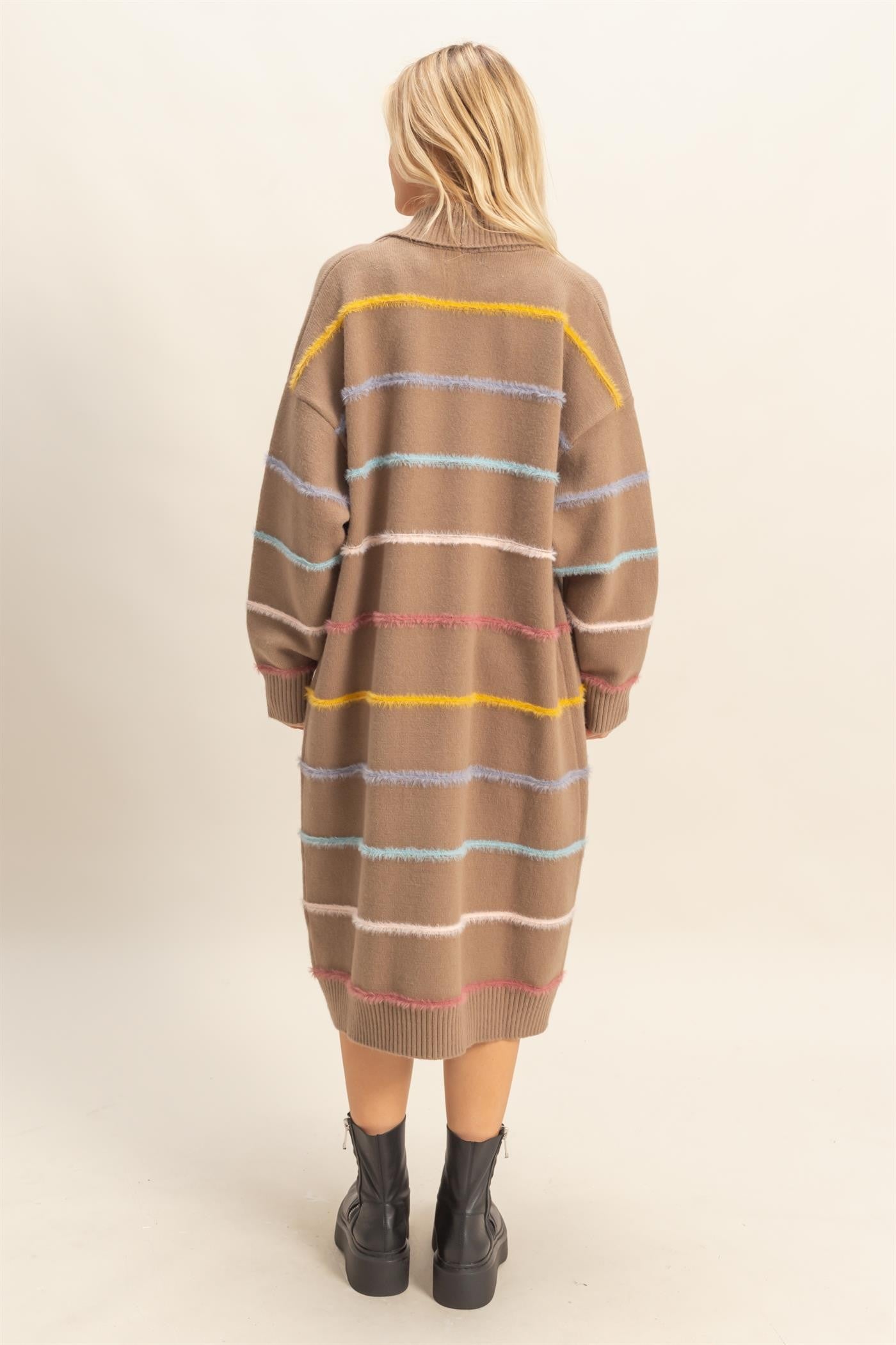 DOORBUSTER: Multicolor Striped Open Front Long Cardigan