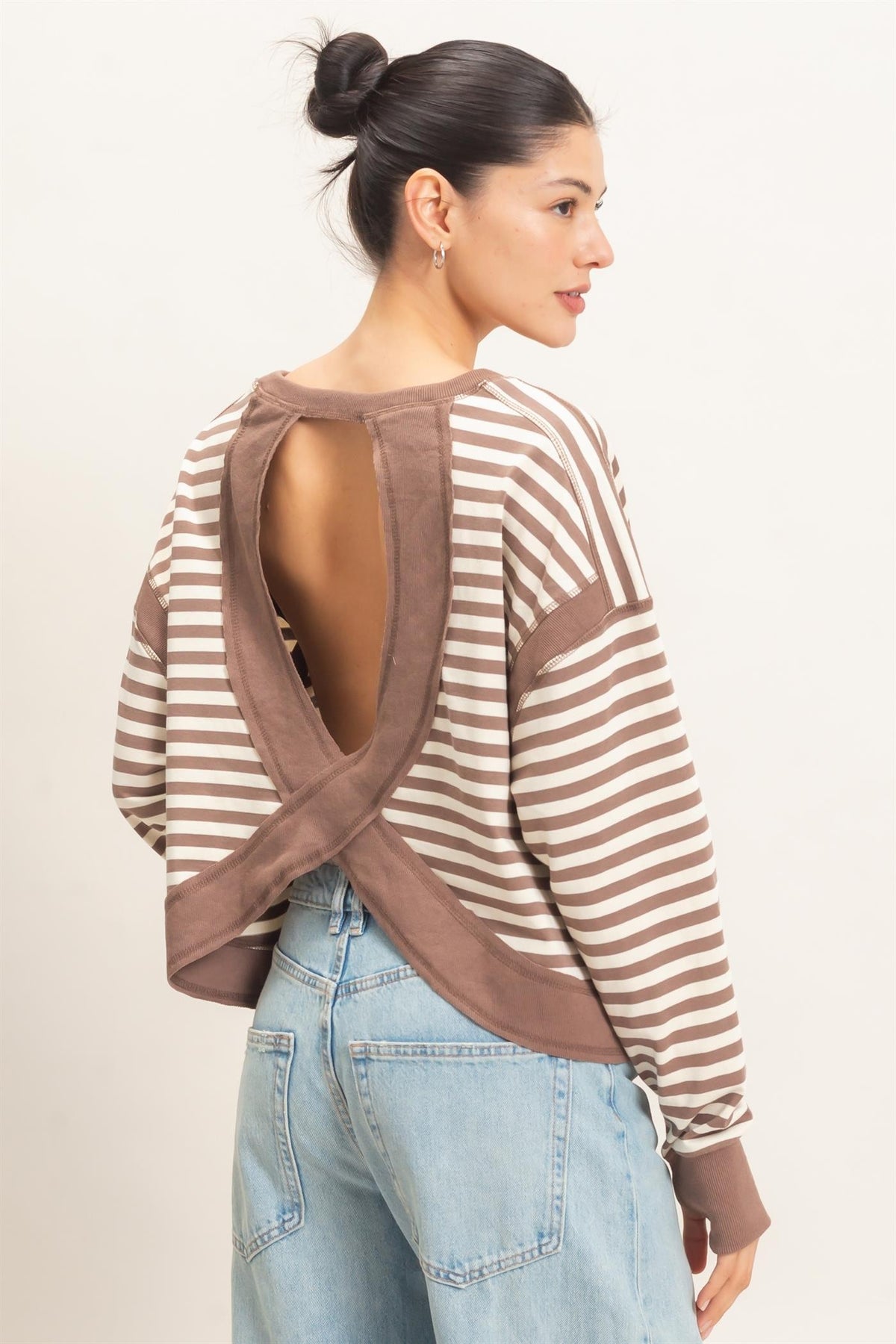 Relaxed Stripe Cropped Knit Top