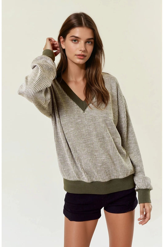 Two-Tone Sweater Top