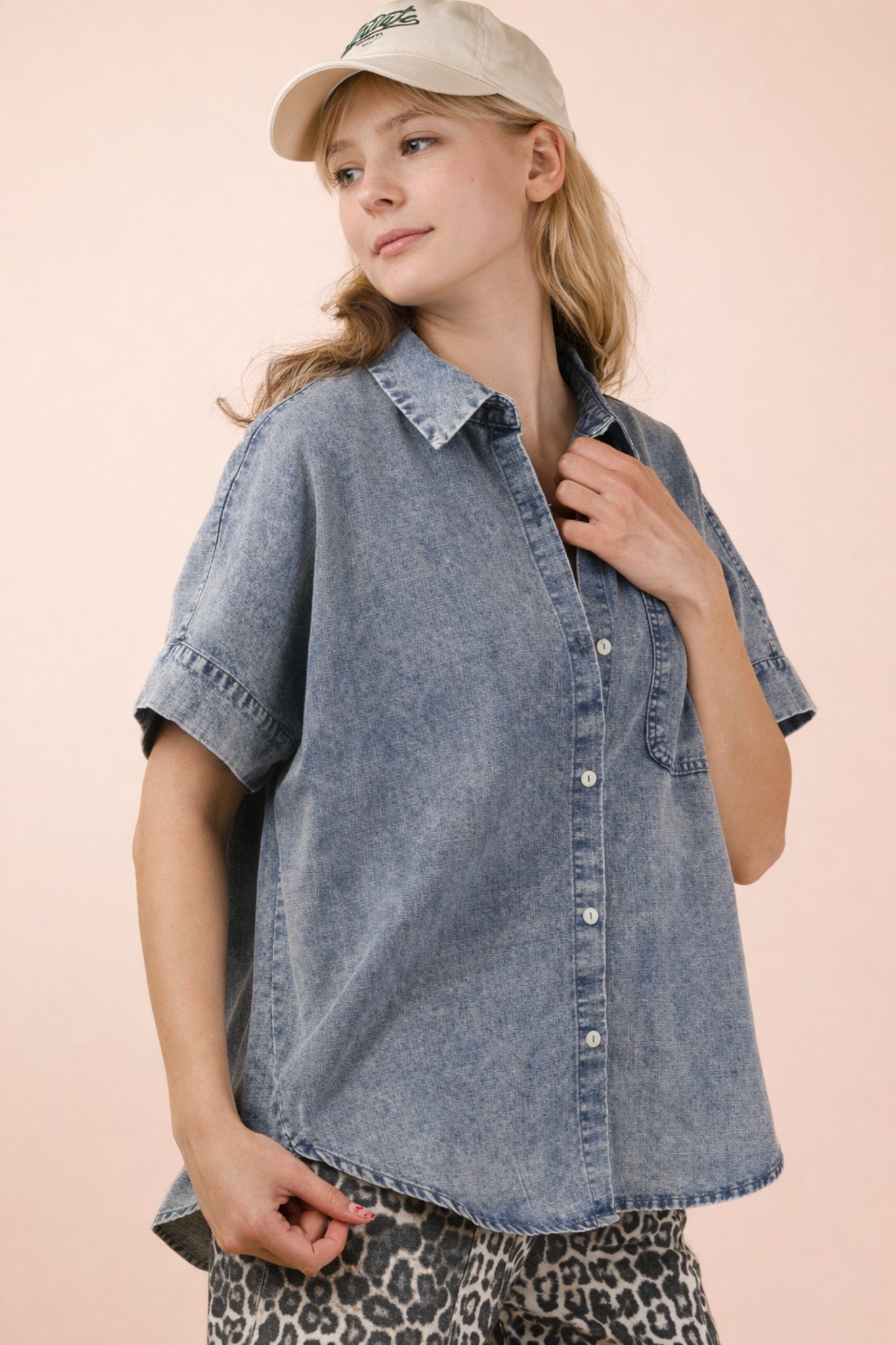 Mineral Wash Chambray Oversized Shirt