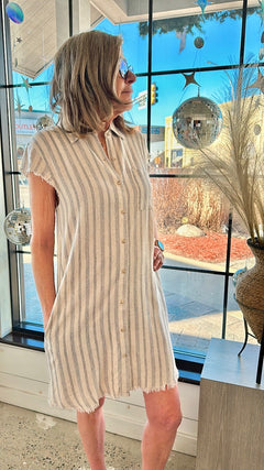 Yvette Linen Shirt Dress - North Threads