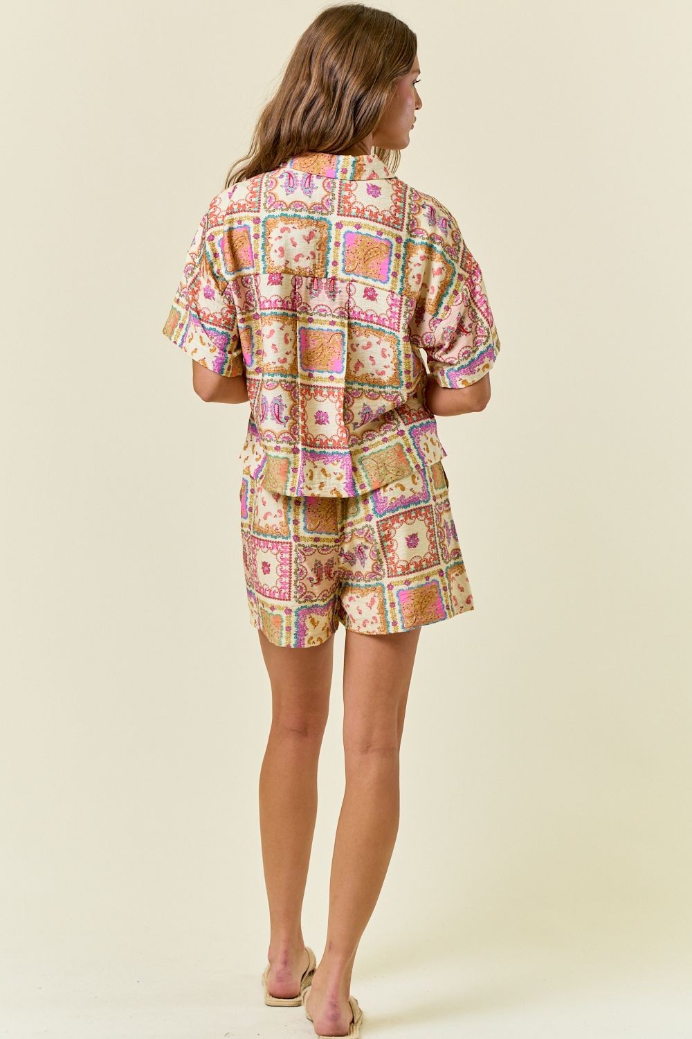 Groovy Gal Paisley Patch Button Up Top