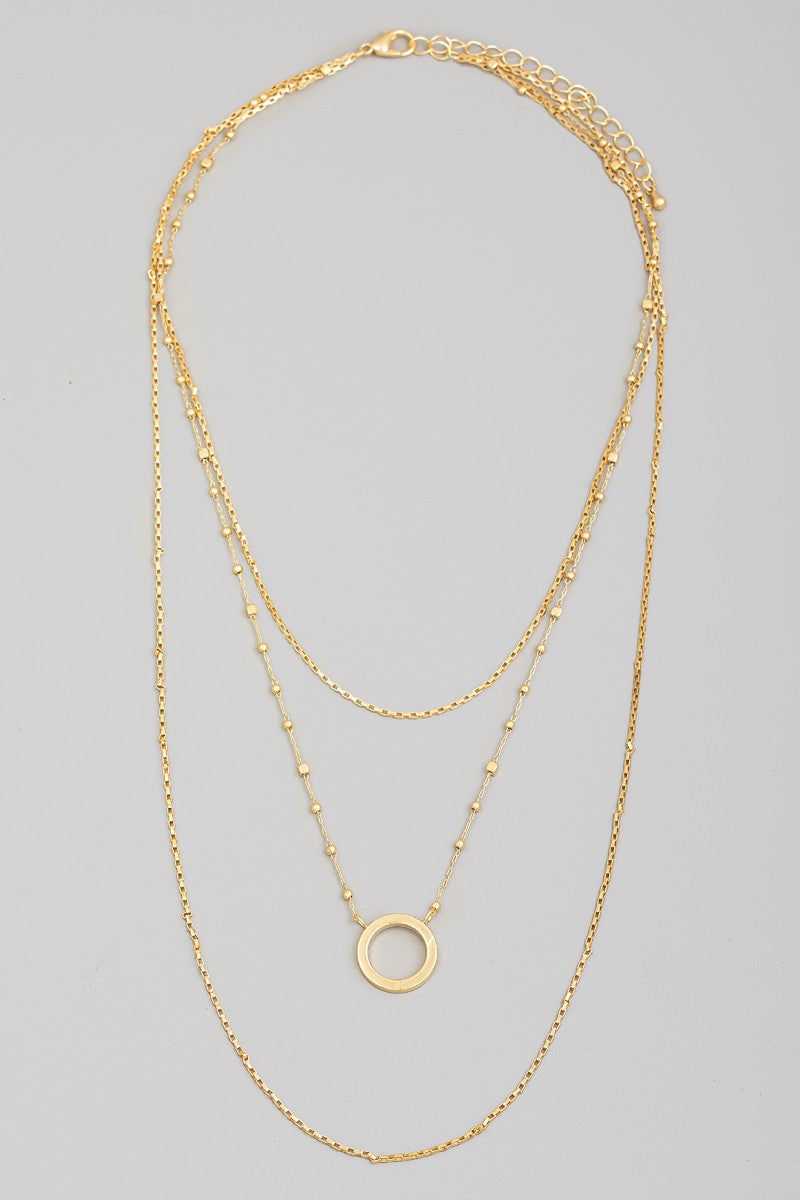 Ring Pendant Layered Chain Necklace