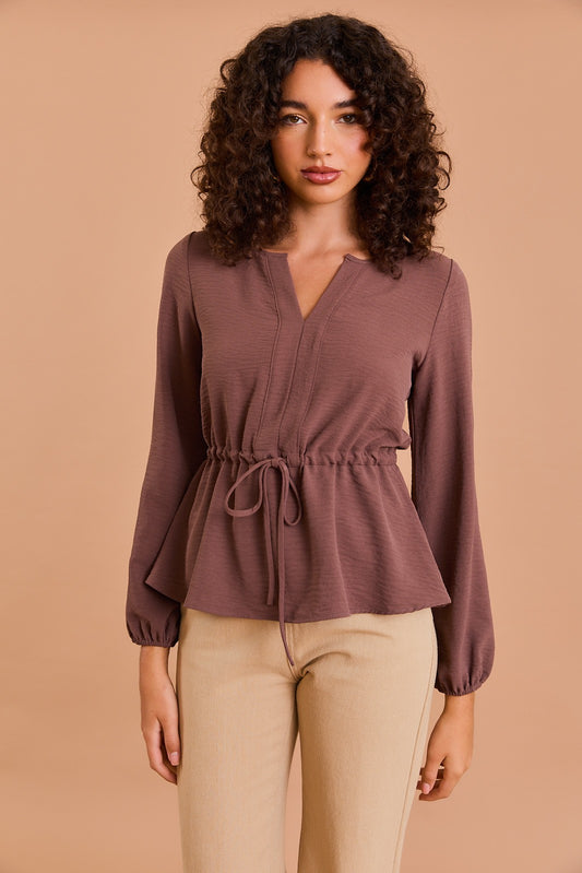 Graceful Trend Drawstring Waist Top- 2 Colors!