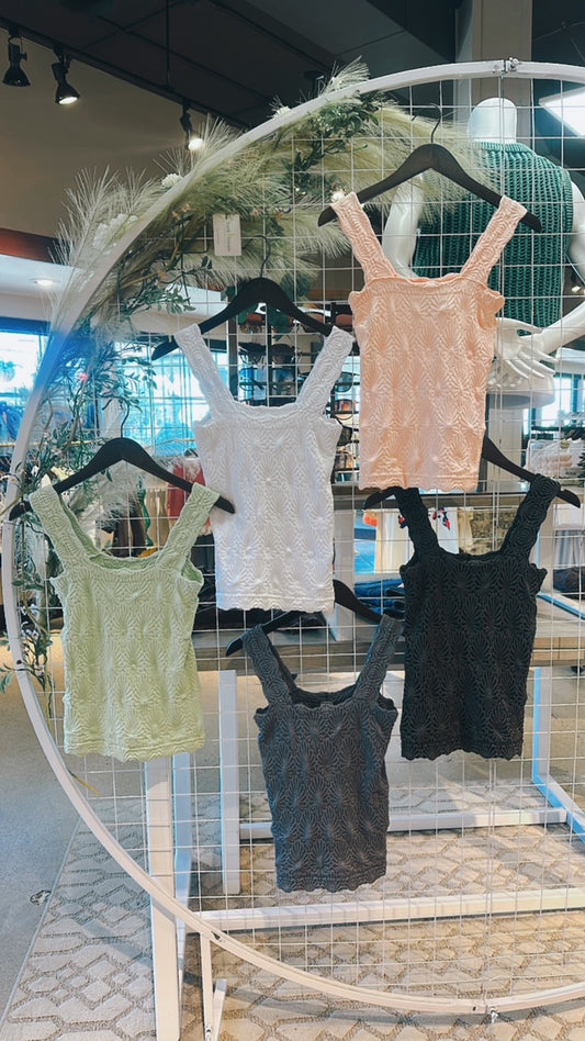 Dreamer Charm Lace Textured Tank- 5 Colors!