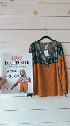 DOORBUSTER Popcorn Waffle V-Neck Top