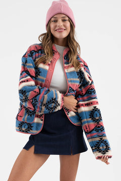 Maeve Tribal Print Fleece Shacket