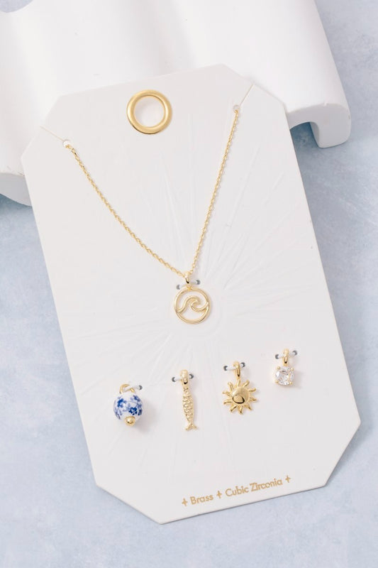 Wave Coin Swappable Pendant Necklace