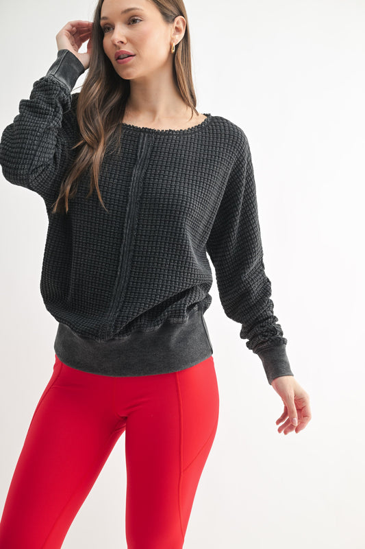 Chunky Waffle Boat Neck Sweater- 2 Colors!