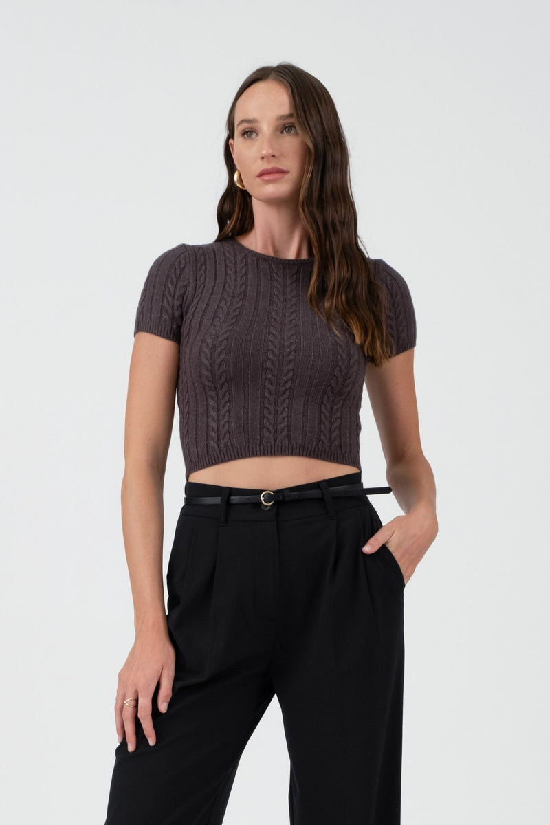 Living For Friday Cable Knit Crop Top