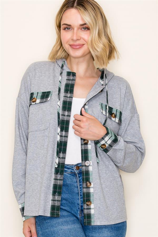 Make It Count Contrast Plaid Hoodie-2 Colors!