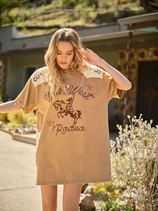 Wild West Rodeo Graphic T-Shirt Dress