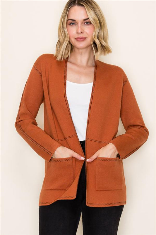 Addy Stitch Trimmed Sweater Cardigan