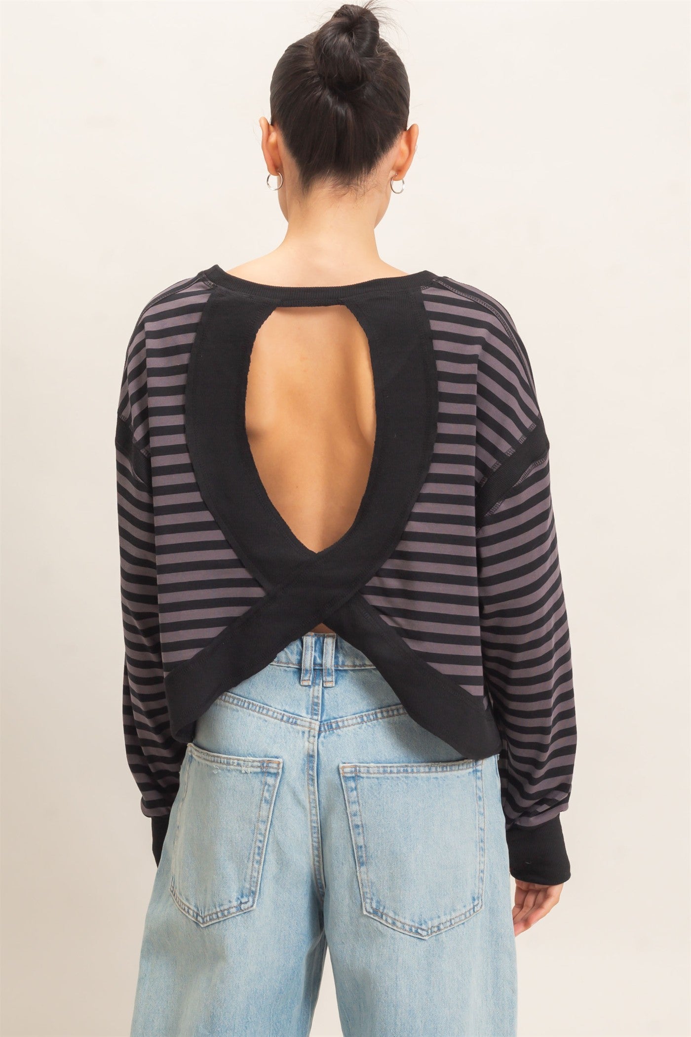 Relaxed Stripe Cropped Knit Top
