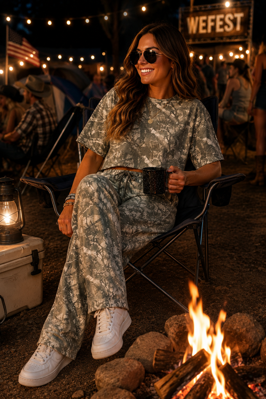 Fleece Camo Straight Leg Pants